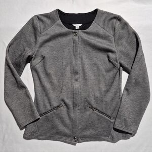 Calvin Klein Large Women's Stretch Zip Jacket Blazer Black Gray